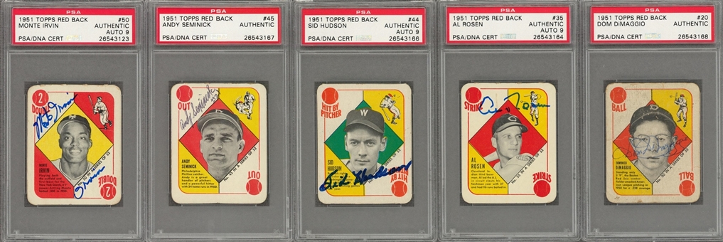 1951 Topps Red Backs Signed Cards Collection (5 Different) - All PSA/DNA Assessed